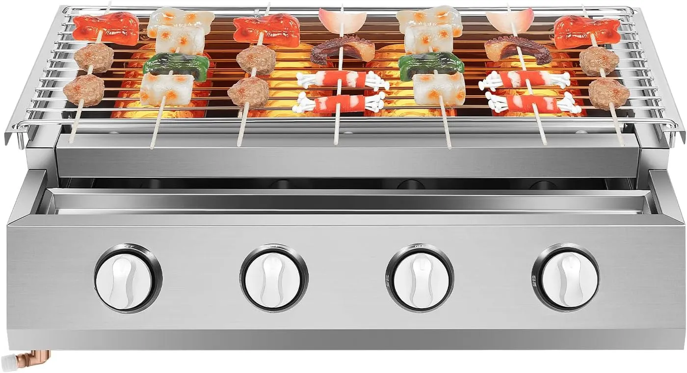 Gas Griddle, 22 In Outdoor Propane Grant Cooker 4 Hearthfire Portable Flat Top Fueled Camping Grill Station for Kitchen Backyard Cooking Barbecuing