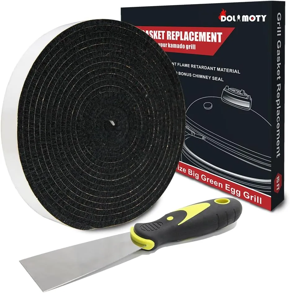 Gasket Replacement for Big Green Egg Large/XL with Scraper, Gasket for Big Green Egg Accessories High Temp Material Self Stick 15Ft Long,7/8" Wide