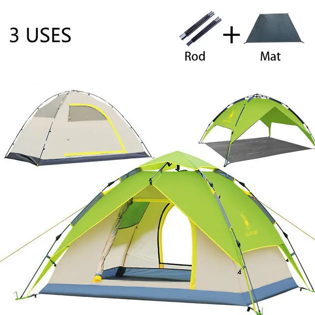GAZELLE Camping Tent 3-4 person Tents Hydraulic automatic Waterproof Double Layer Tent Ultralight