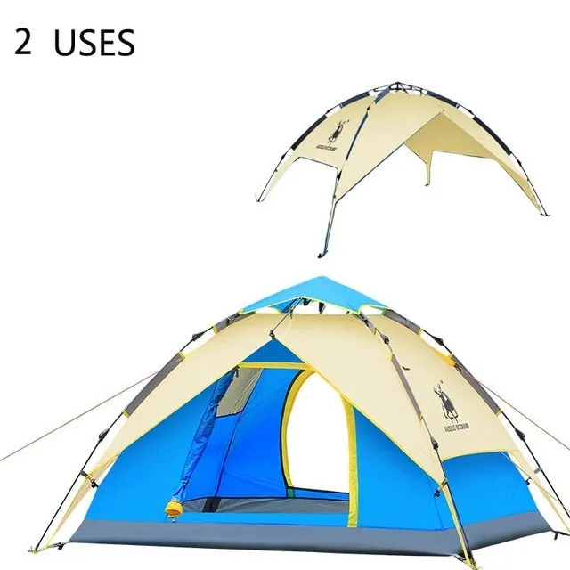 GAZELLE Camping Tent 3-4 person Tents Hydraulic automatic Waterproof Double Layer Tent Ultralight
