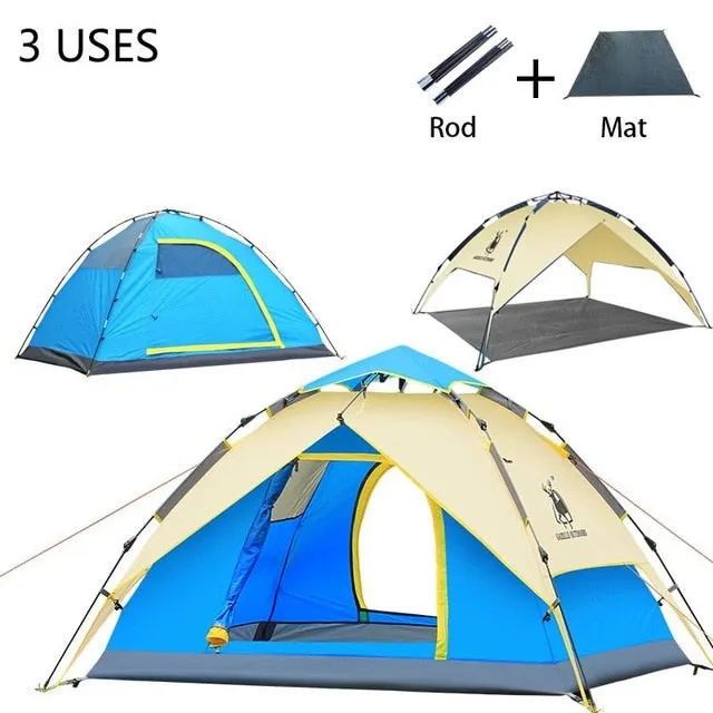 GAZELLE Camping Tent 3-4 person Tents Hydraulic automatic Waterproof Double Layer Tent Ultralight