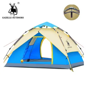 GAZELLE Camping Tent 3-4 person Tents Hydraulic automatic Waterproof Double Layer Tent Ultralight
