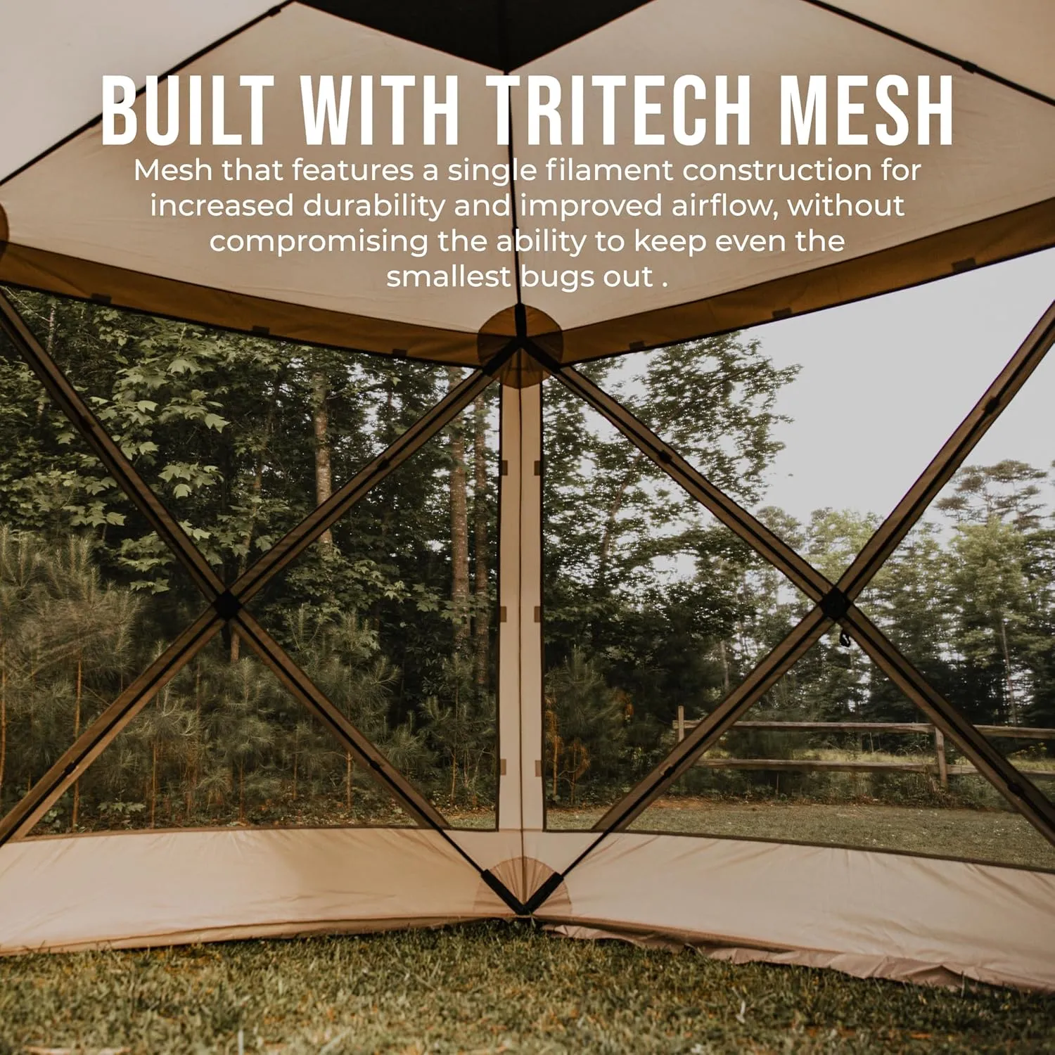 Gazelle Tents™, G5 5-Sided Portable Gazebo, Easy Pop-Up Hub Screen Tent, Durable, TriTech Mesh, Waterproof, UV Resistant, 4-Person & Table, Desert Sand, 85" x 115" x 106", GG502DS