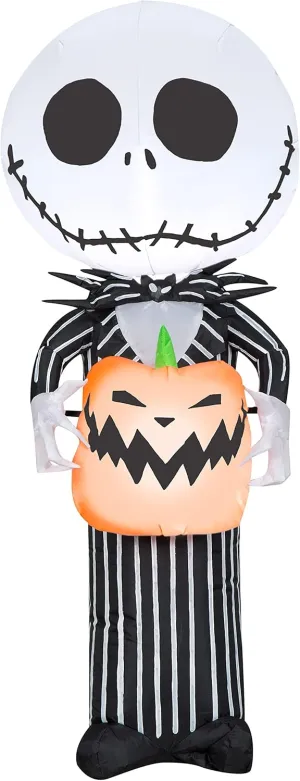Gemmy Airblown Inflatable Jack Skellington with Jack-O'-Lantern, 3.5 Feet, Multicolor