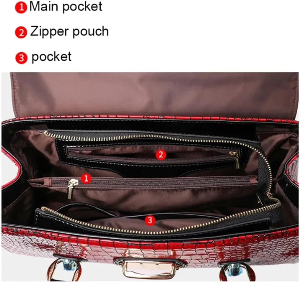 Genuine leather top-grain crocodile print red handbag 2025 pillow bag buckle high-end evening shopping for women