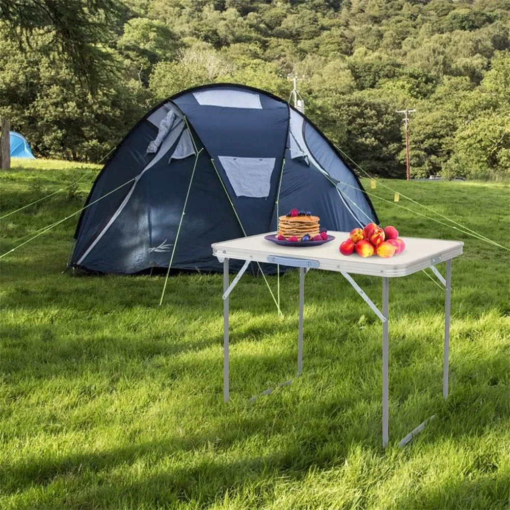 GEXECEUSS Aluminum Camping Folding Table Portable Picnic Table with Carry Handle No Assembly for Outdoor Picnic Beach BBQ Garden Cooking Office