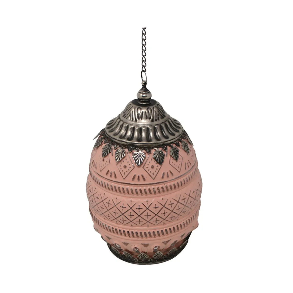 Glass Led Lantern - Peach