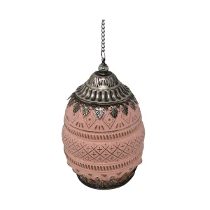 Glass Led Lantern - Peach