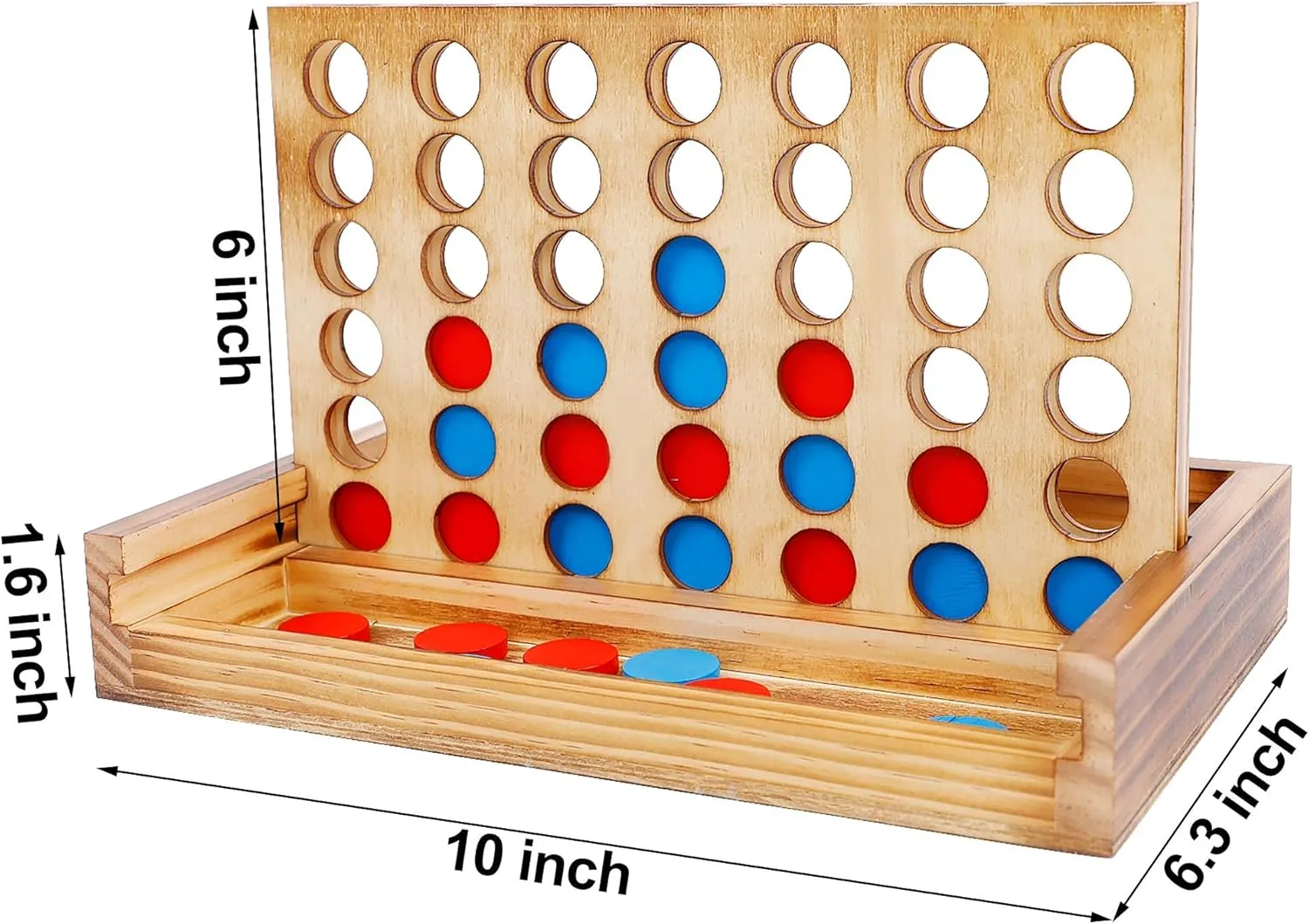 Glintoper Tic Tac Toe & 4 in a Row Table Games Set - Rustic Decor Wood Strategy Board Games for Families