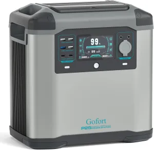 GOFORT 2000W Portable Power Station 1573Wh Solar Generator; Recharge 0-80% Within 1 Hour; E-VSZ Mode Up To 3000W; E-UPS;  Portable  Solar Power Station for Home Outdoor CPAP RV Camping Fishing
