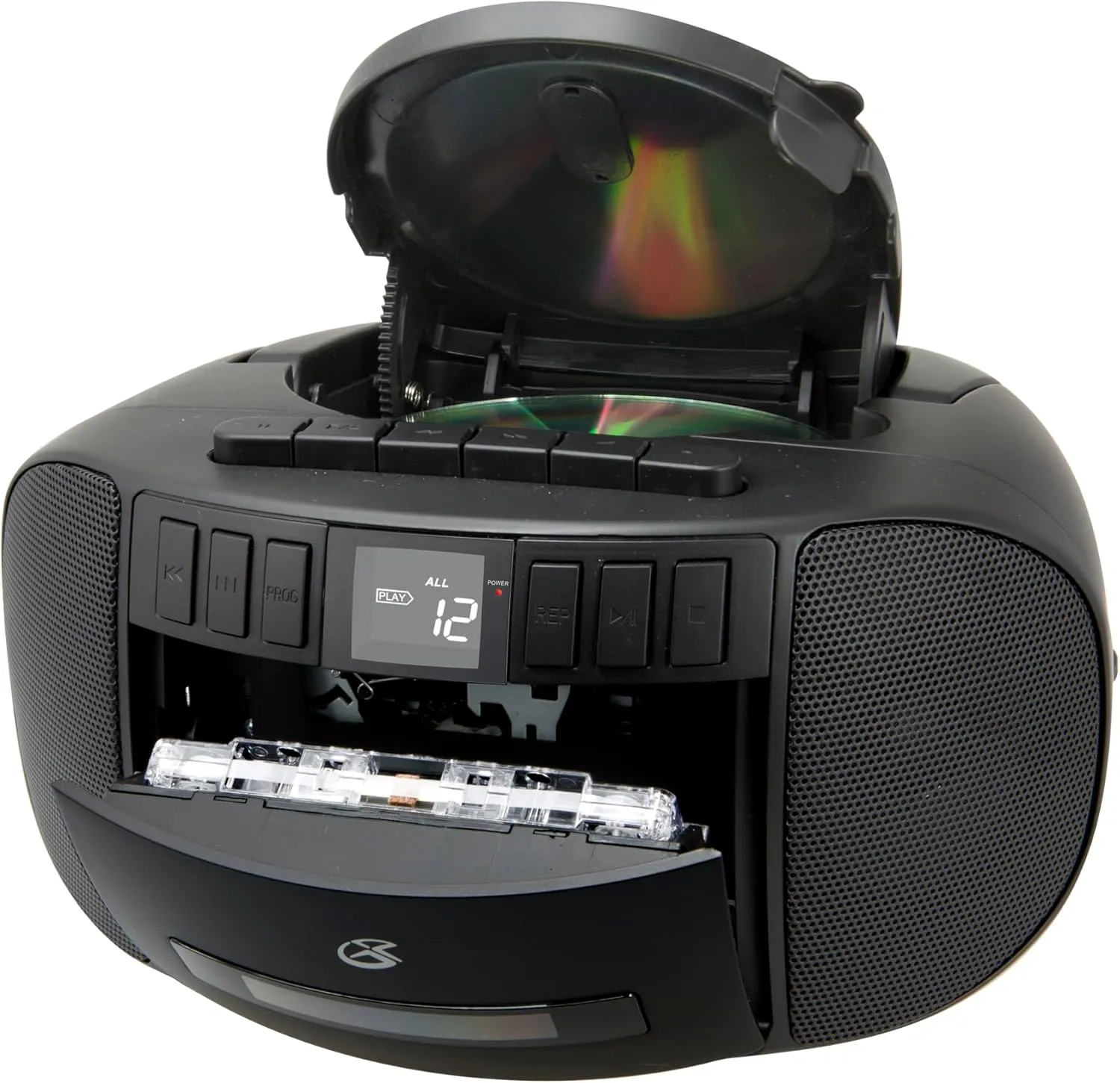 GPX BCA209B Portable Am/FM Boombox with CD and Cassette Player, Black