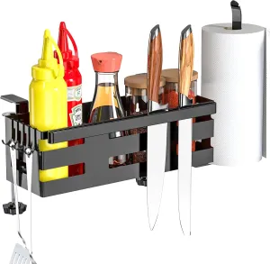 Griddle Caddy for Blackstone, 28"/36" Griddle Accessories w/Paper Towel Holder & Knife Rack, Grill Accessories Space Saving Grill Tool Holder for Blackstone BBQ Accessories Organizer