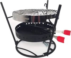 Grill and Smoker with Carry Bag - Dutch Oven Tools Set - Charcoal Holder & Cast Iron Grill Accessory - Camping Grill Set - Outdoor Cooking Essentials - Camp Kitchen Equipment - (3 Piece Set)