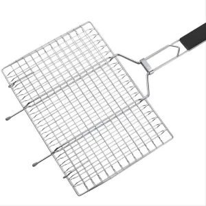 Grill Basket,BBQ Grill Rack, Barbecue mesh Clip,Grilled Fish Clip Stainless Steel Barbecue Clip Net Splint Tool Beat