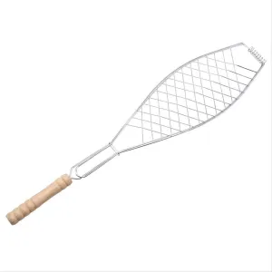 Grill Basket,BBQ Grill Rack, Barbecue mesh Clip,Stainless Steel Grilled Fish Clip Grilled Fish Fish Net Grilled Vegetables Professional Household Mesh Bold