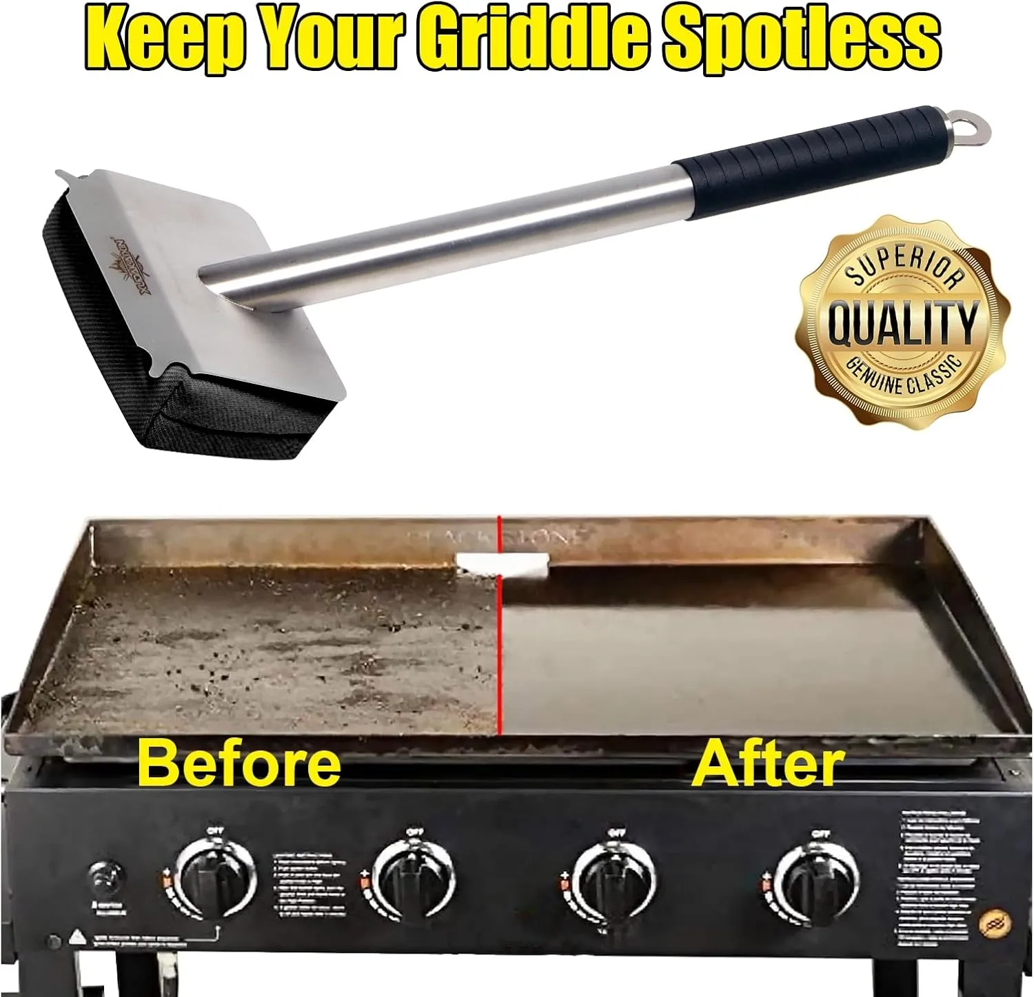 Grill Brush Bristle Free,BBQ Replaceable Scraper Cleaning Head,Safe Grill Accessories for Cast Iron Grates/Porcelain/Weber Gas/Charcoal Grill,Grill Brush for Outdoor Grill