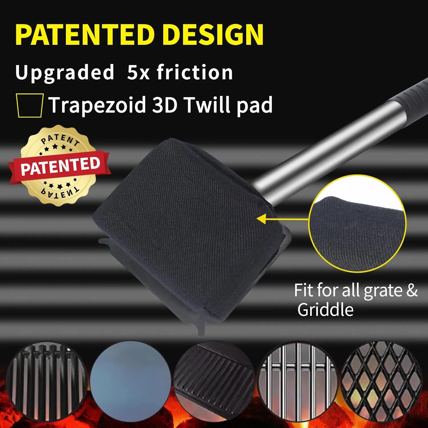 Grill Brush Bristle Free,BBQ Replaceable Scraper Cleaning Head,Safe Grill Accessories for Cast Iron Grates/Porcelain/Weber Gas/Charcoal Grill,Grill Brush for Outdoor Grill