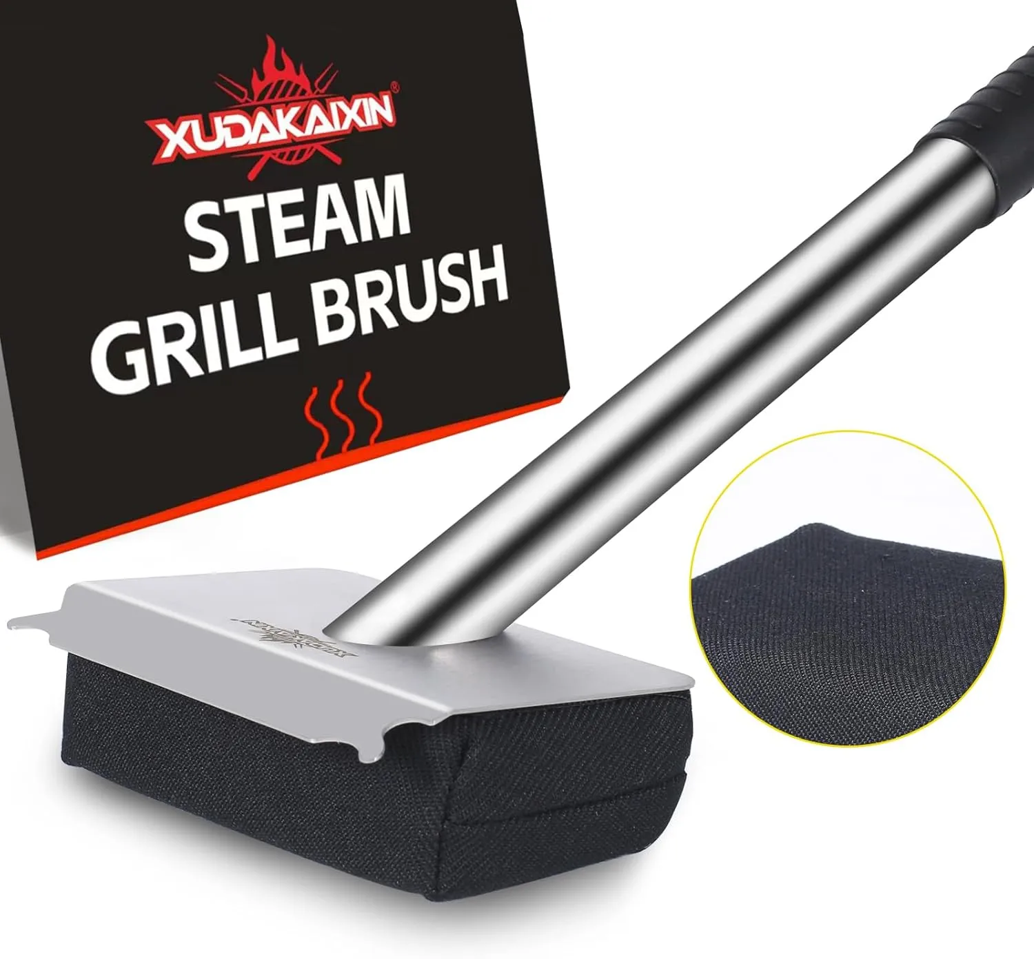 Grill Brush Bristle Free,BBQ Replaceable Scraper Cleaning Head,Safe Grill Accessories for Cast Iron Grates/Porcelain/Weber Gas/Charcoal Grill,Grill Brush for Outdoor Grill