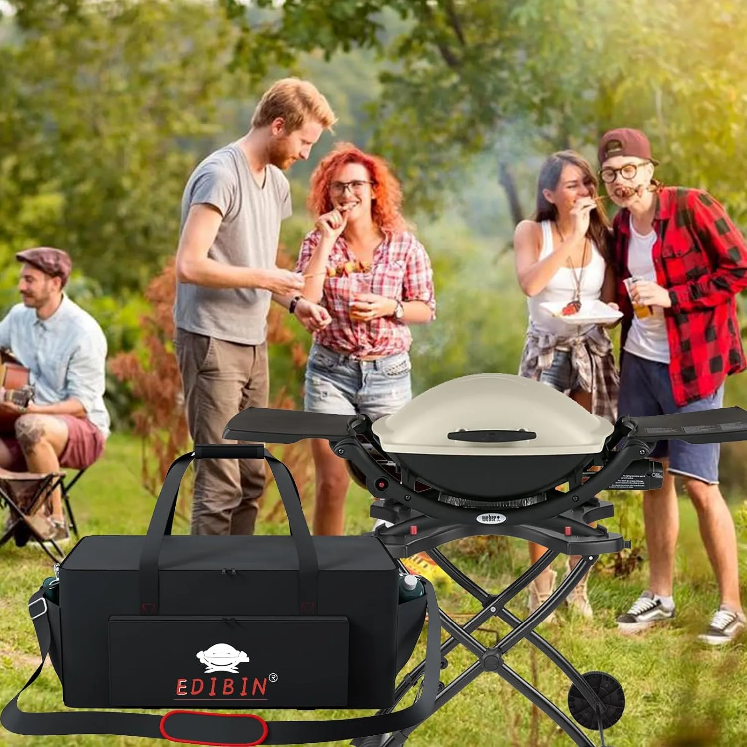 Grill Carry Bag for Weber Q2200 Liquid Propane Grill,Compatible with Weber Q2200 Liquid Propane Griddle,600D Heavy Duty Weather Resistant Griddle Cover