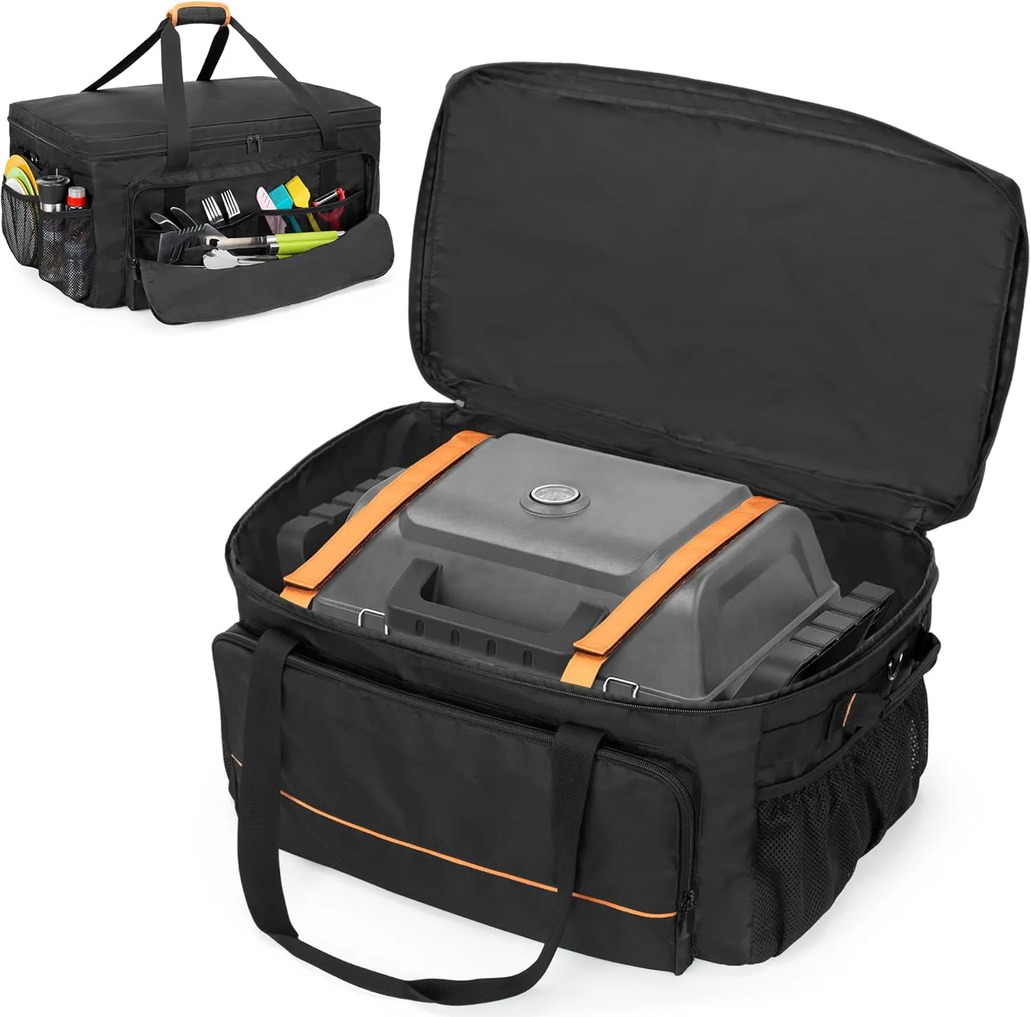 Grill Carry Case Compatible with Char-Broil Grill2Go X200 Portable Propane Gas Grill, 1-Burner Grill Cover Bag with Multi Storage Pockets for Outdoor Grill Tools & Accessories, Only Bag