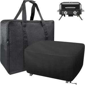 Grill Cover Carry Bag for Kenmore 2-Burner Retro Portable Gas Grill, 600D Waterproof UV- and Fade-Resistant Kenmore Tabletop BBQ Grill Cover Kit, for Outdoor Tabletop Grill