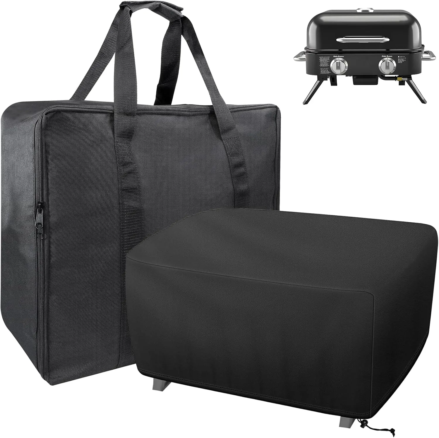 Grill Cover Carry Bag for Kenmore 2-Burner Retro Portable Gas Grill, 600D Waterproof UV- and Fade-Resistant Kenmore Tabletop BBQ Grill Cover Kit, for Outdoor Tabletop Grill