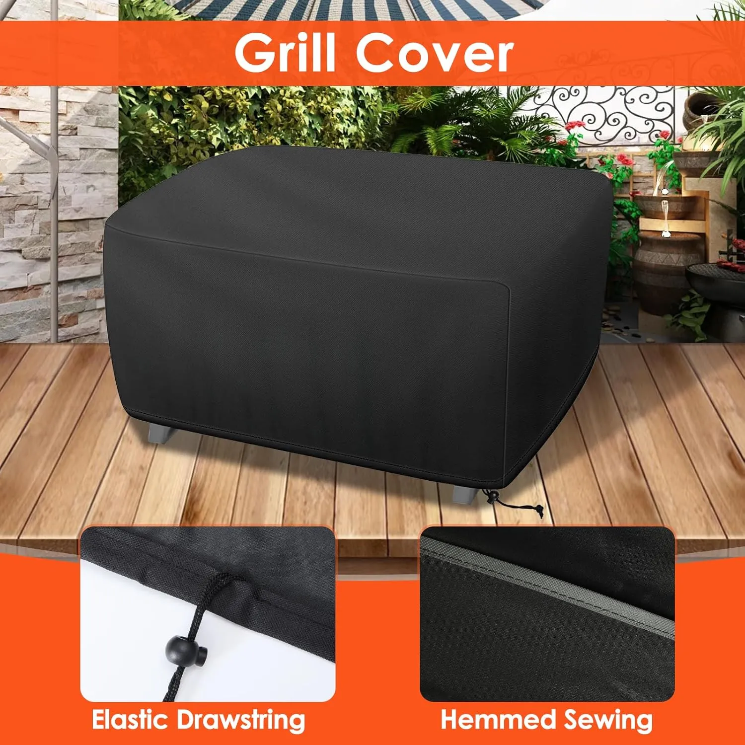 Grill Cover Carry Bag for Kenmore 2-Burner Retro Portable Gas Grill, 600D Waterproof UV- and Fade-Resistant Kenmore Tabletop BBQ Grill Cover Kit, for Outdoor Tabletop Grill