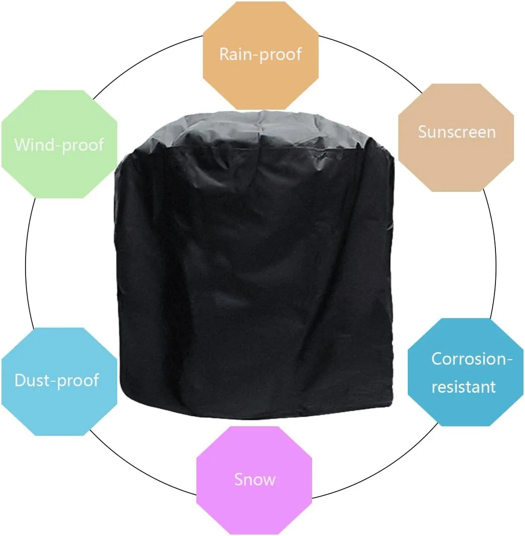 Grill Covers,FLR Black Round Waterproof Dust-Proof Fading Resistant BBQ Grill Covers Protection Patio Garden Gas Cover with Storage Bag & Elastic Strap for Kettle Style Barbecue Grill
