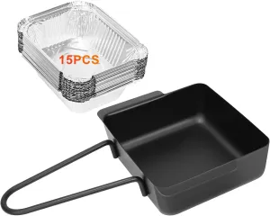 Grill Drip Pan for Home Depot Nexgrill 720-0830H 720-0830D 720-0896, Grease Catcher Cup Box for 720-0882A 720-0925P 720-0888S 720-0898, Grease Pan for Cuisinart CGG-7400, 15 Pack Aluminum Foil Liners