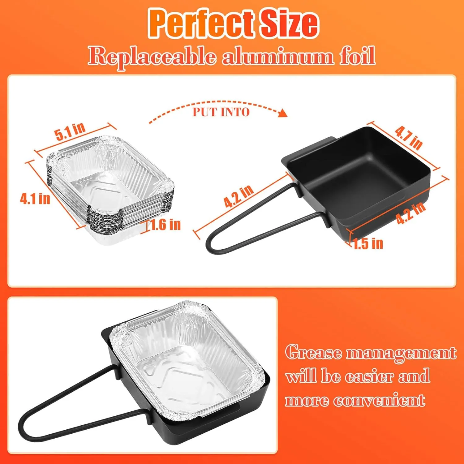 Grill Drip Pan for Home Depot Nexgrill 720-0830H 720-0830D 720-0896, Grease Catcher Cup Box for 720-0882A 720-0925P 720-0888S 720-0898, Grease Pan for Cuisinart CGG-7400, 15 Pack Aluminum Foil Liners