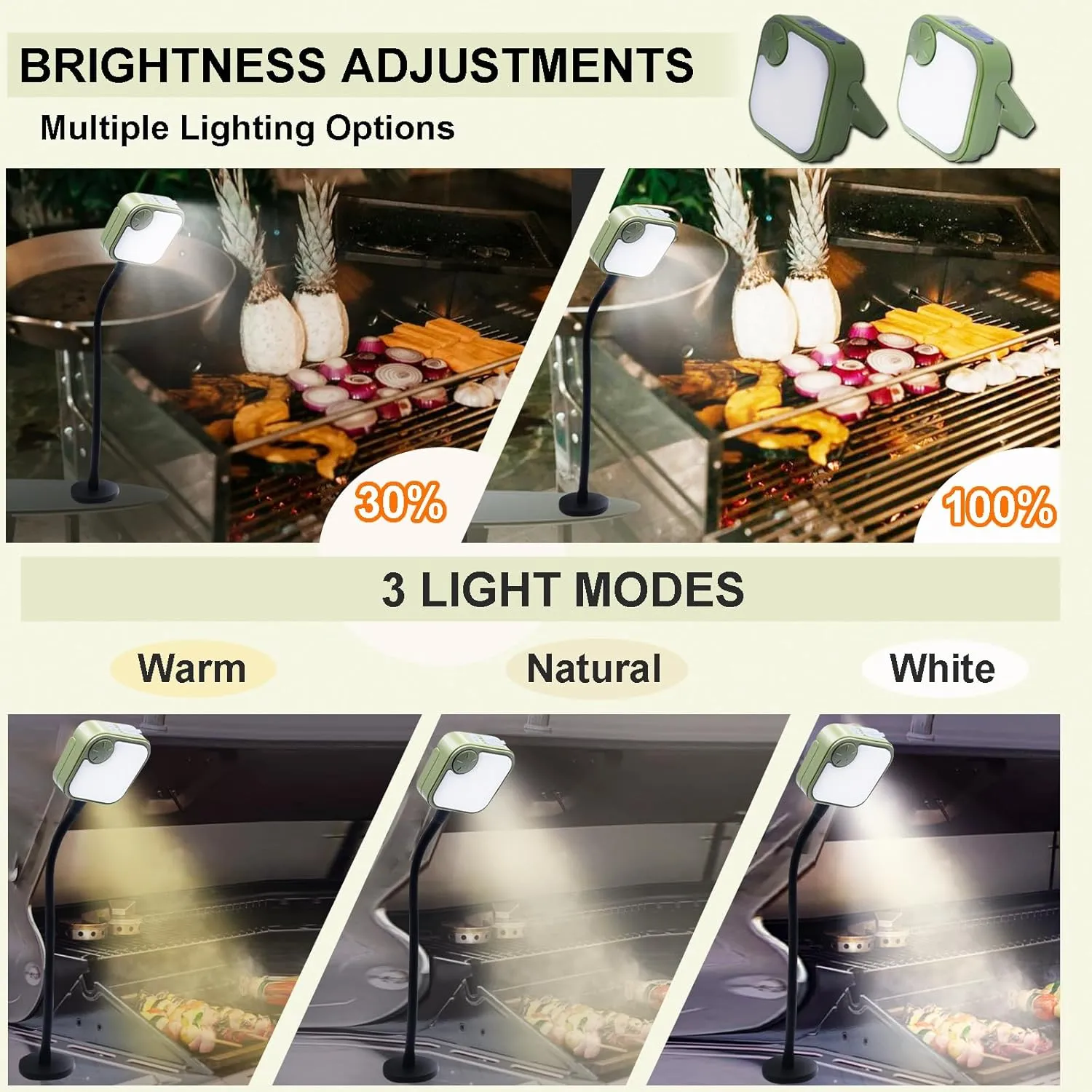 Grill Lights for Outdoor, Magnetic Grill Lights Rechargeable Ultra-Bright BBQ Light(Green)