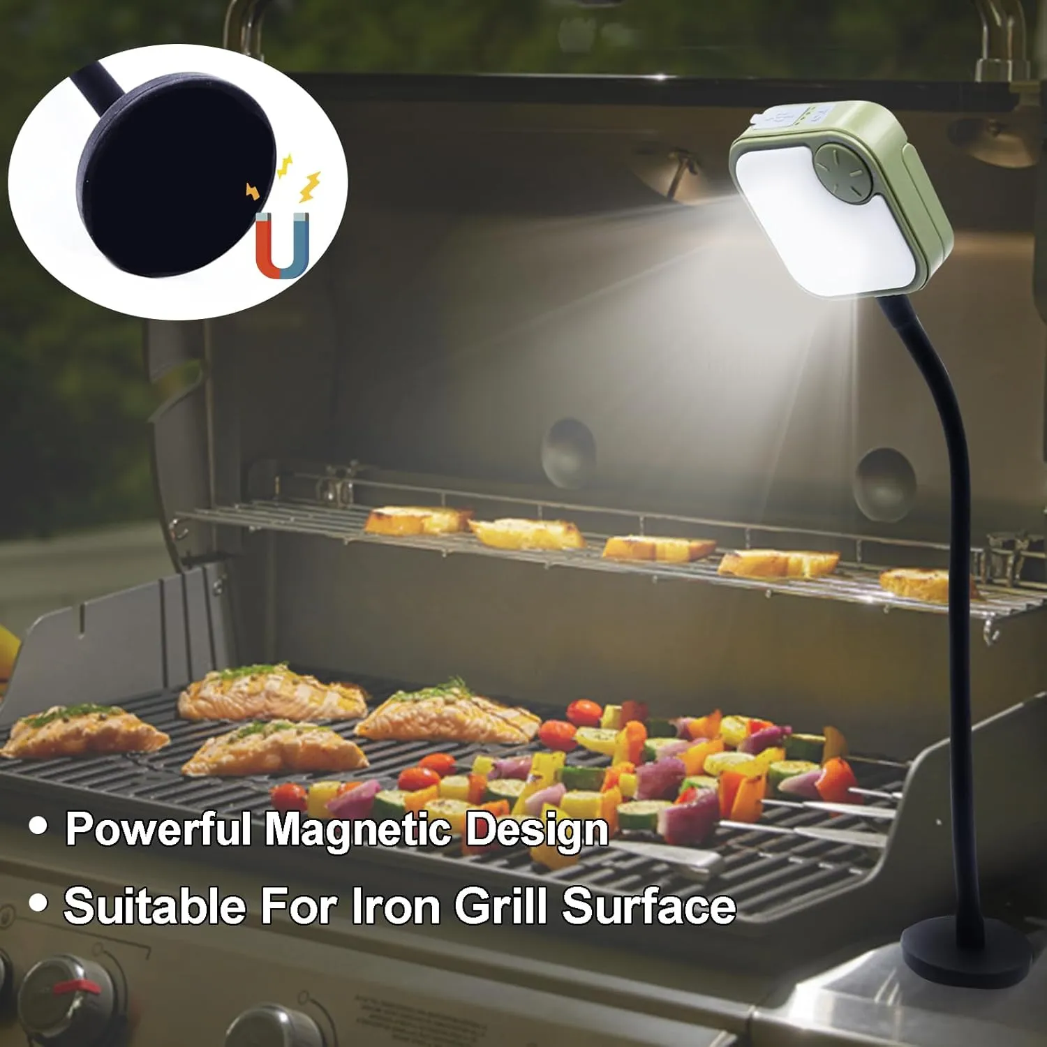 Grill Lights for Outdoor, Magnetic Grill Lights Rechargeable Ultra-Bright BBQ Light(Green)