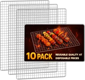 Grill Topper, 10 Pcs Disposable Grill Grates, 11.8 X 15.7 Inch Baking Rack Replacement, BBQ Accessories for Outdoor Smoker Grills