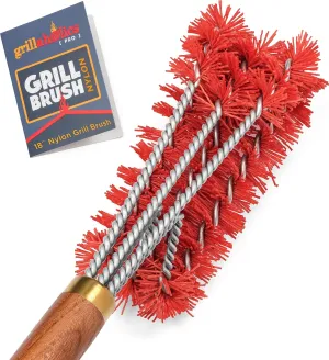 Grillaholics Pro Nylon Grill Brush - Better Than a Bristle Free Grill Brush Nylon Bristle Brushes Clean Between The Grates - Lifetime Manufacturer's Warranty