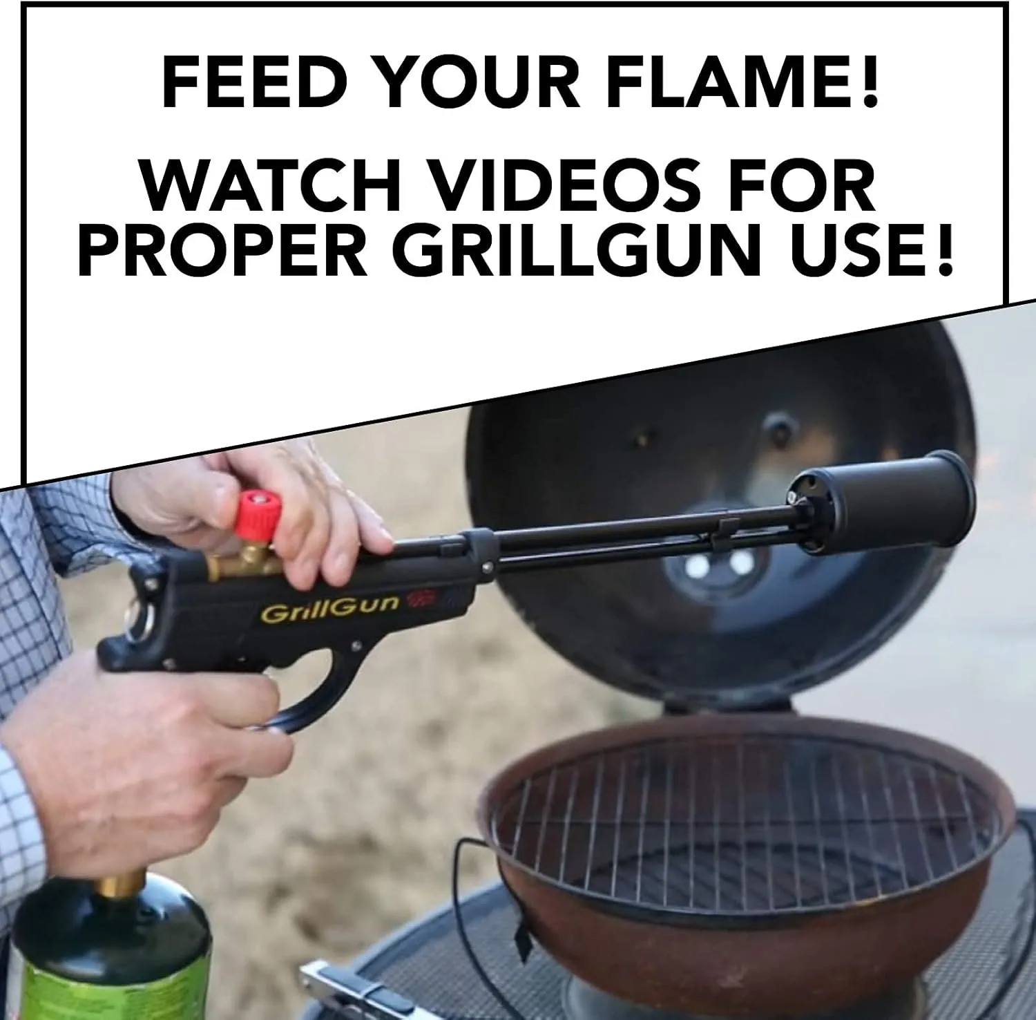 GRILLBLAZER GrillGun Basic Grill Torch & Lighter - Charcoal and Wood Starter - Professional Grilling and BBQ Handheld Blowtorch for Chefs, Men and Women Who Want to have the Best Tool for the Job