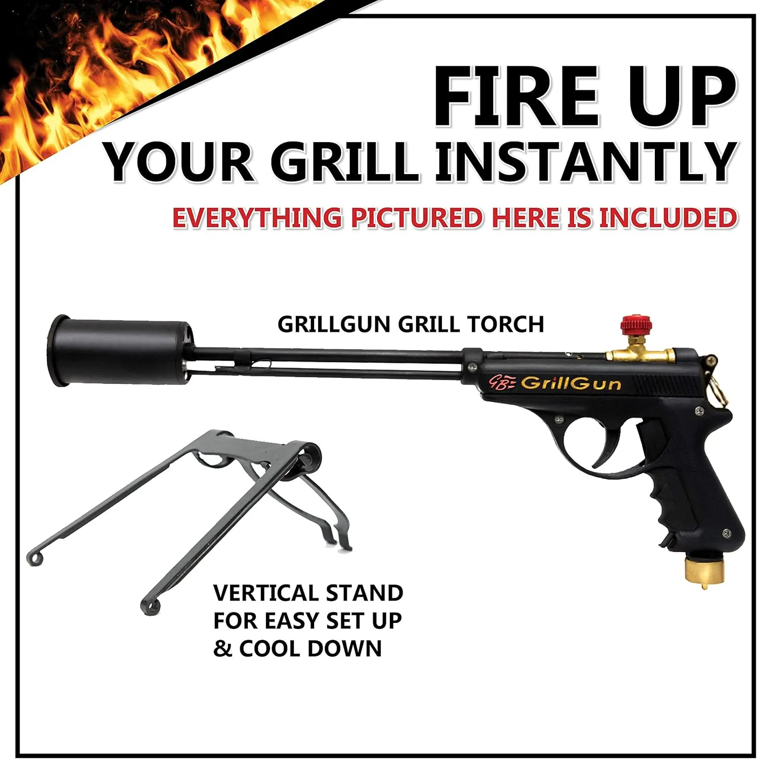 GRILLBLAZER GrillGun Basic Grill Torch & Lighter - Charcoal and Wood Starter - Professional Grilling and BBQ Handheld Blowtorch for Chefs, Men and Women Who Want to have the Best Tool for the Job