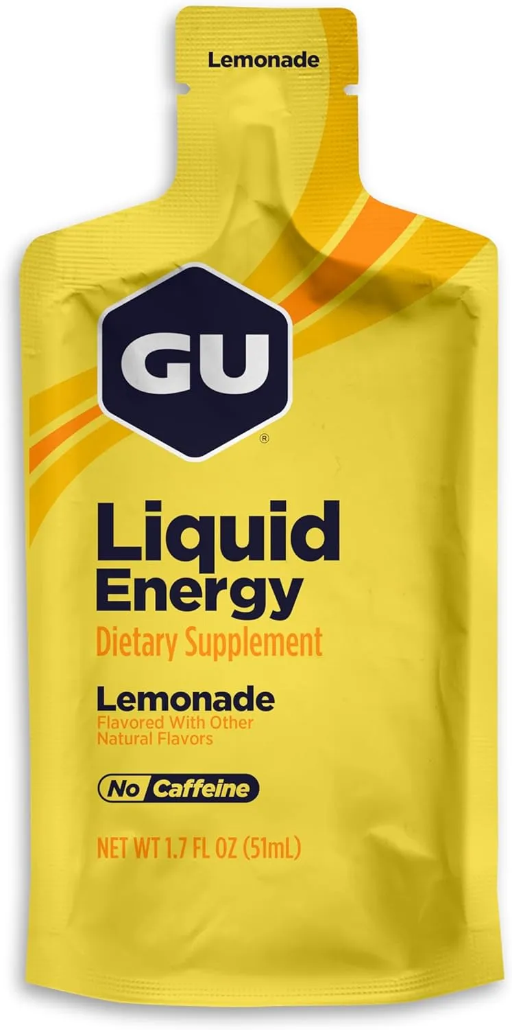 GU Energy Liquid Energy Gel With Complex Carbohydrates, Vegan, Gluten-Free, and Dairy-Free On-the-Go Energy for Any Workout, 12-Count, Lemonade