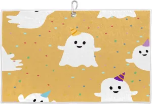 Halloween Cute Animal Party Golf Towel with Heavy Duty Carabiner Ultra Absorbent Quick Dry Perfect for Cleaning Clubs Balls Gear Essential Golf Accessory for Men Women Kids