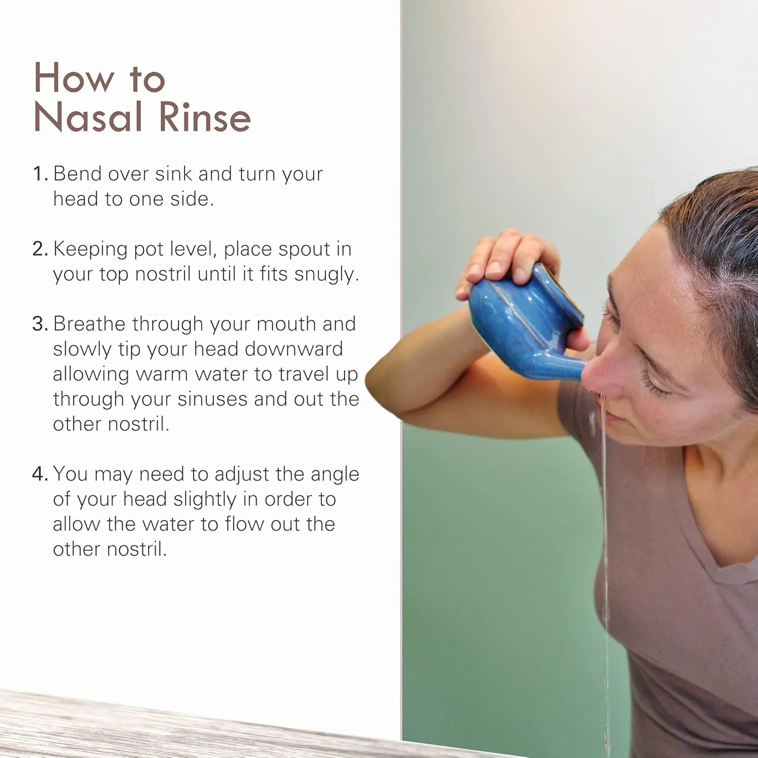 Handcrafted Ceramic Neti Pot - Sinus Tool Kit for Home - Nose & Nasal Cleaner - Dishwasher Safe - Durable Ceramic Neti Pot - Food Grade Ceramic Glazes - Lightweight - Made in USA - 10oz (Blue)
