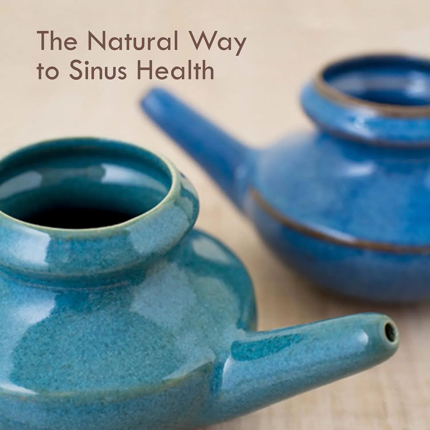 Handcrafted Ceramic Neti Pot - Sinus Tool Kit for Home - Nose & Nasal Cleaner - Dishwasher Safe - Durable Ceramic Neti Pot - Food Grade Ceramic Glazes - Lightweight - Made in USA - 10oz (Blue)