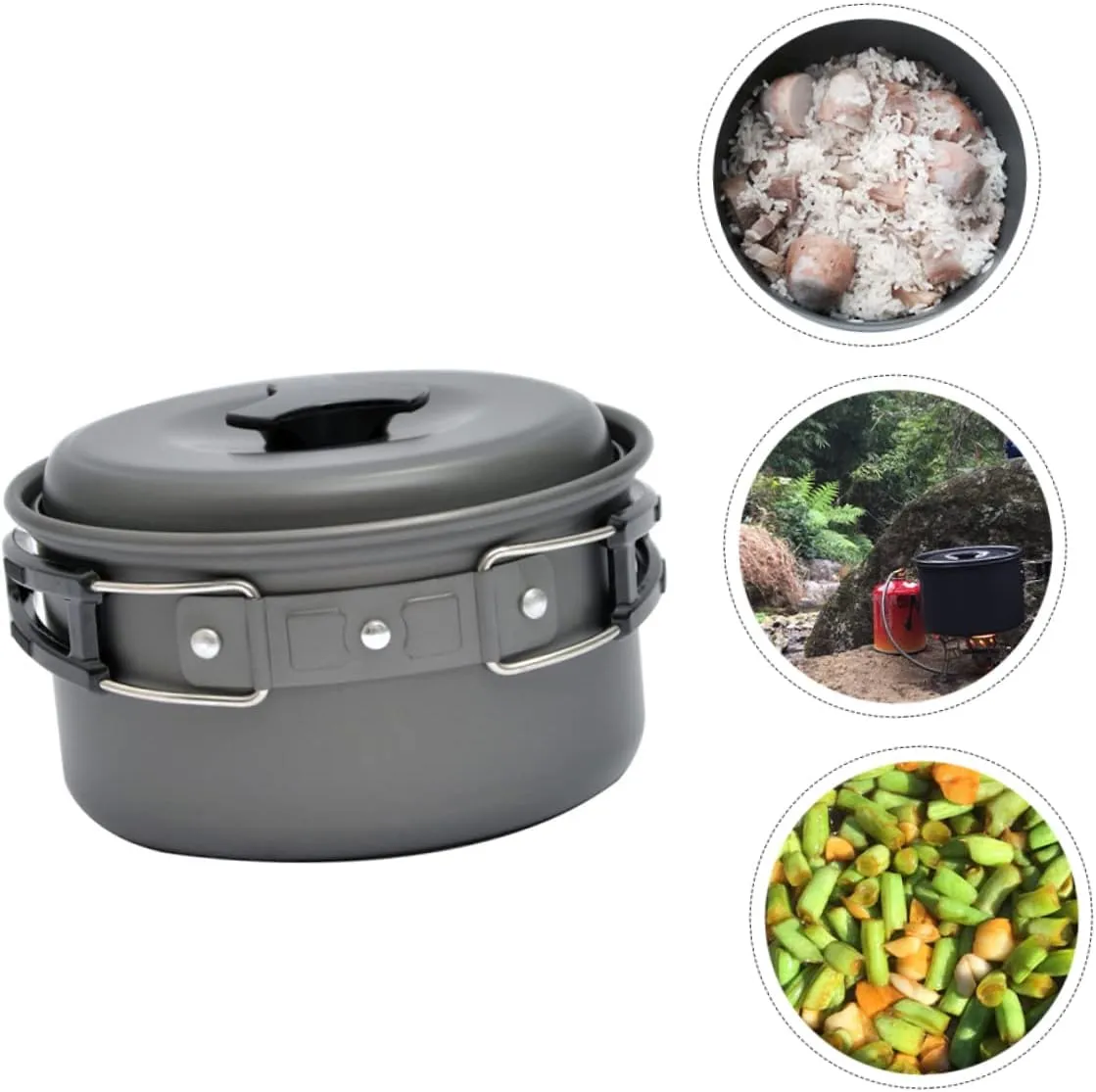 Happyyami 2 Pcs Boiler Camping Cookware Cooking Pot Camping Pot Foldable Pot Cooking Utensil Cooking Supply Hiking