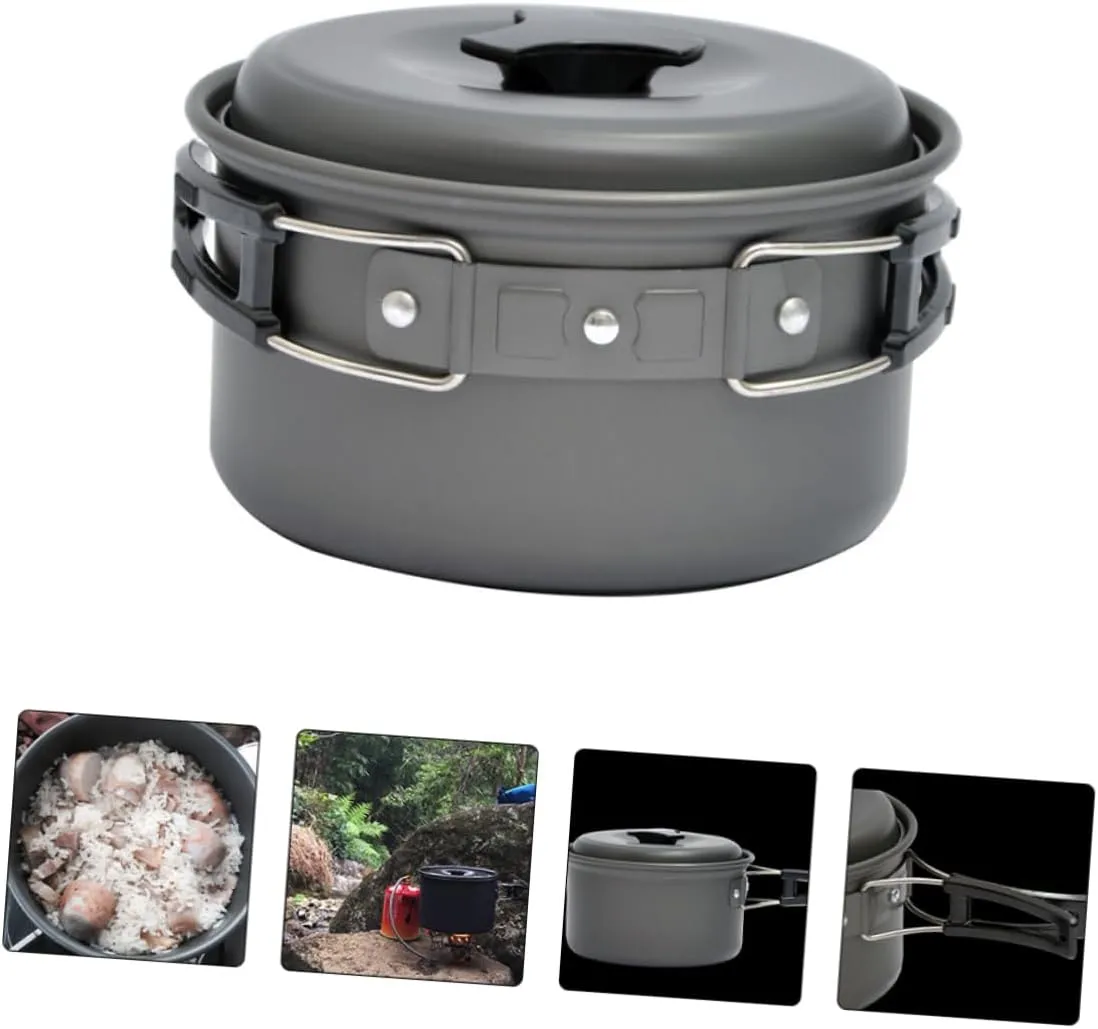 Happyyami 2 Pcs Boiler Camping Cookware Cooking Pot Camping Pot Foldable Pot Cooking Utensil Cooking Supply Hiking