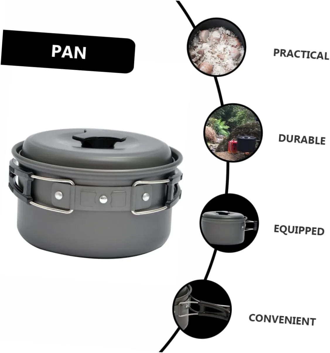 Happyyami 2 Pcs Boiler Camping Cookware Cooking Pot Camping Pot Foldable Pot Cooking Utensil Cooking Supply Hiking