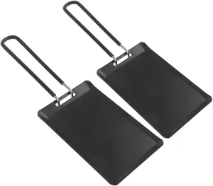 Happyyami 2pcs Stainless Steel Griddle Pan Portable Flat Bottom BBQ Plate for Outdoor Cooking Camping Grill Tray Handheld Design for Even Heating and Easy Use