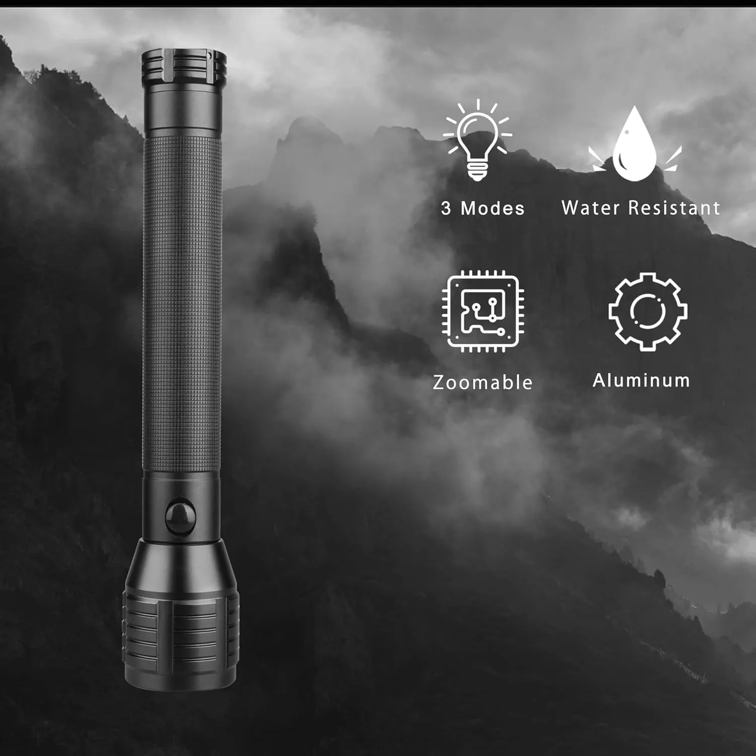 Heavy Duty 3 D-Cell Flashlight, Zoomable Flash Light, Ultra Bright Flashlights for Camping, Hiking, Home