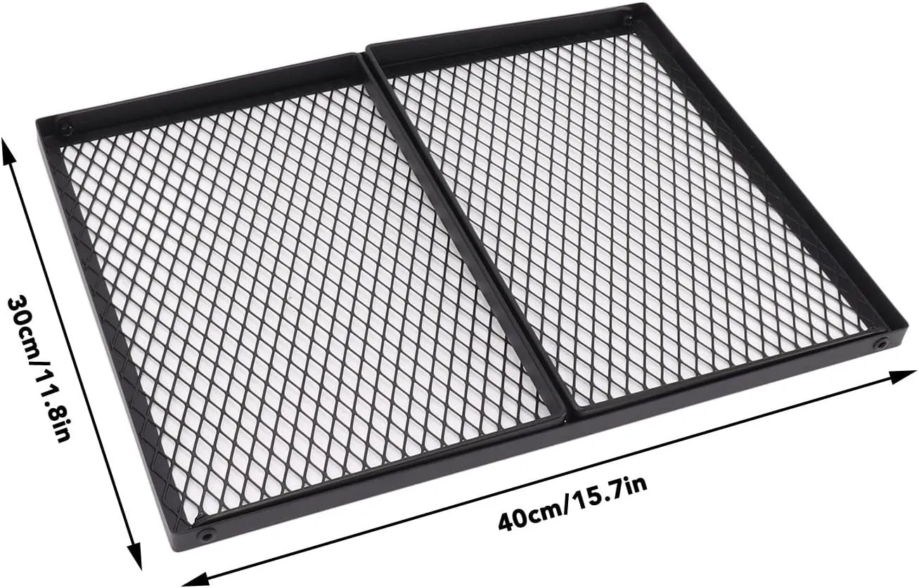 Heavy Duty Folding Grill Camping Grill Stand for Picnic High Temperature Paint (40 X 30cm With Fork)