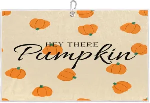 Hey There Pumpkin Golf Towel with Heavy Duty Carabiner Ultra Absorbent Quick Dry Perfect for Cleaning Clubs Balls Gear Essential Golf Accessory for Men Women Kids