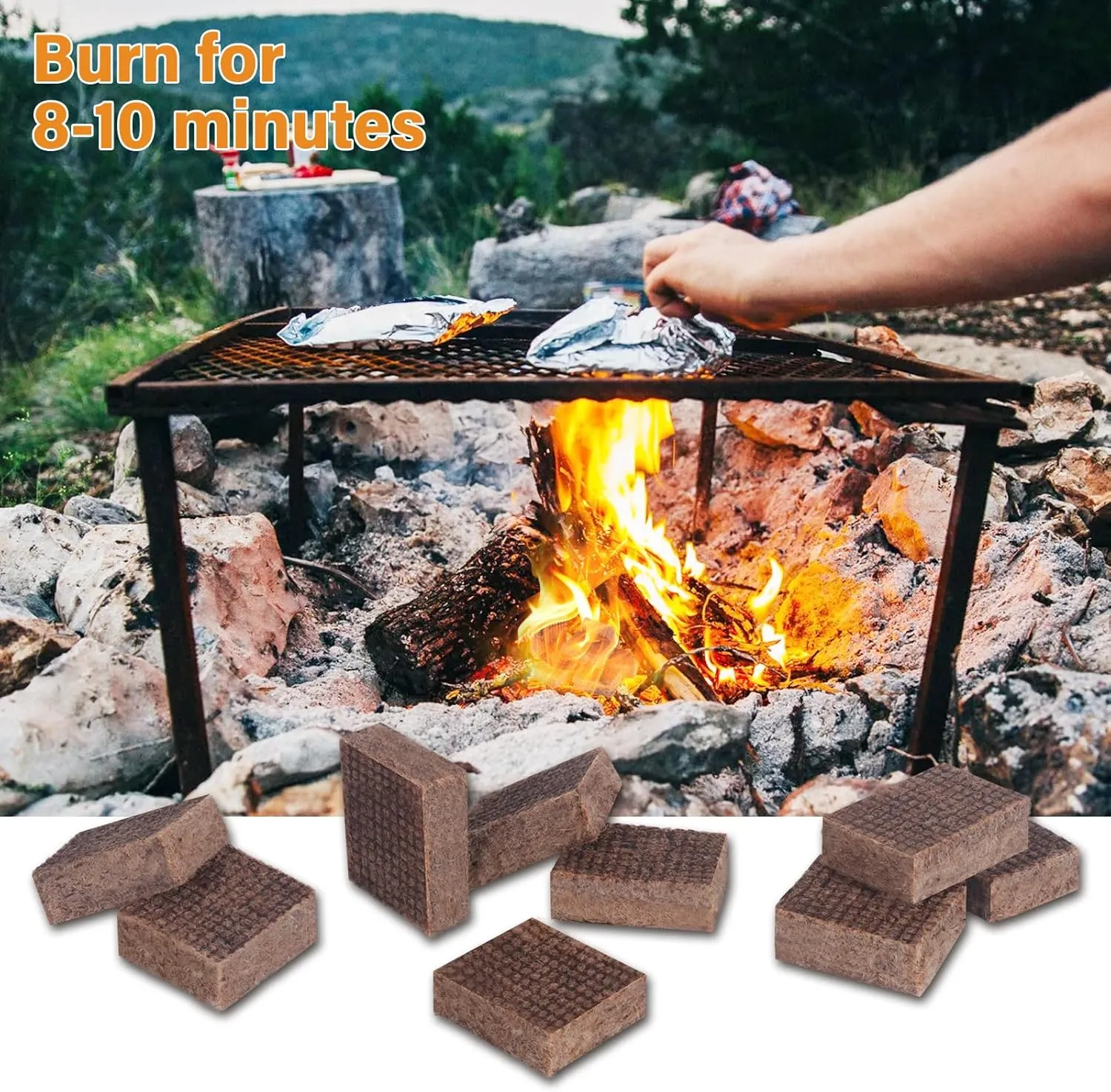 HGD Fire Starter, 160 Mini Square, Natural Fire Starters for BBQ, Campfire, Fireplace, Charcoal, Wood Stove, Chimney, Fire Pit, Grill, Smoker, Indoor Outdoor Use