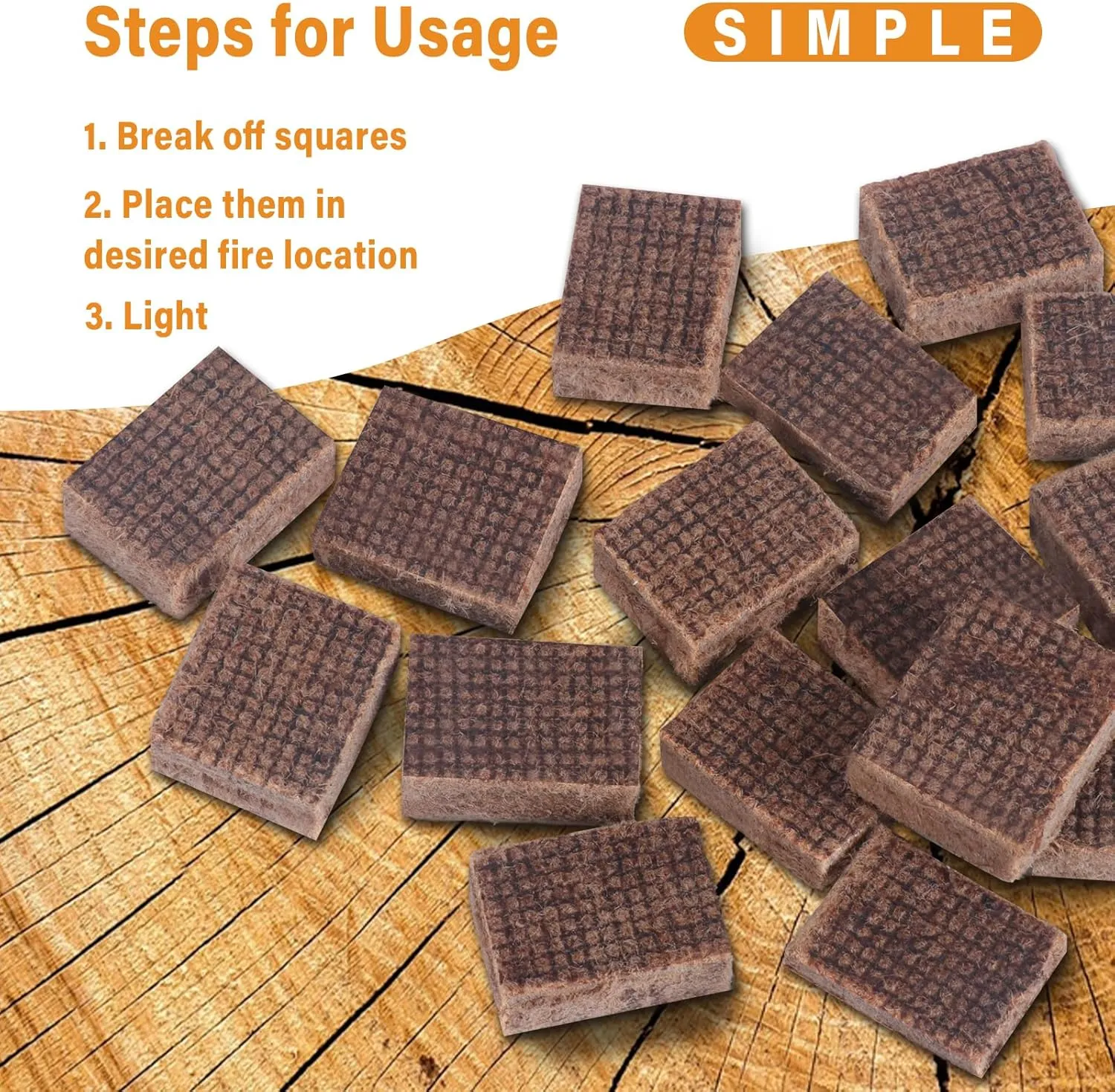 HGD Fire Starter, 160 Mini Square, Natural Fire Starters for BBQ, Campfire, Fireplace, Charcoal, Wood Stove, Chimney, Fire Pit, Grill, Smoker, Indoor Outdoor Use