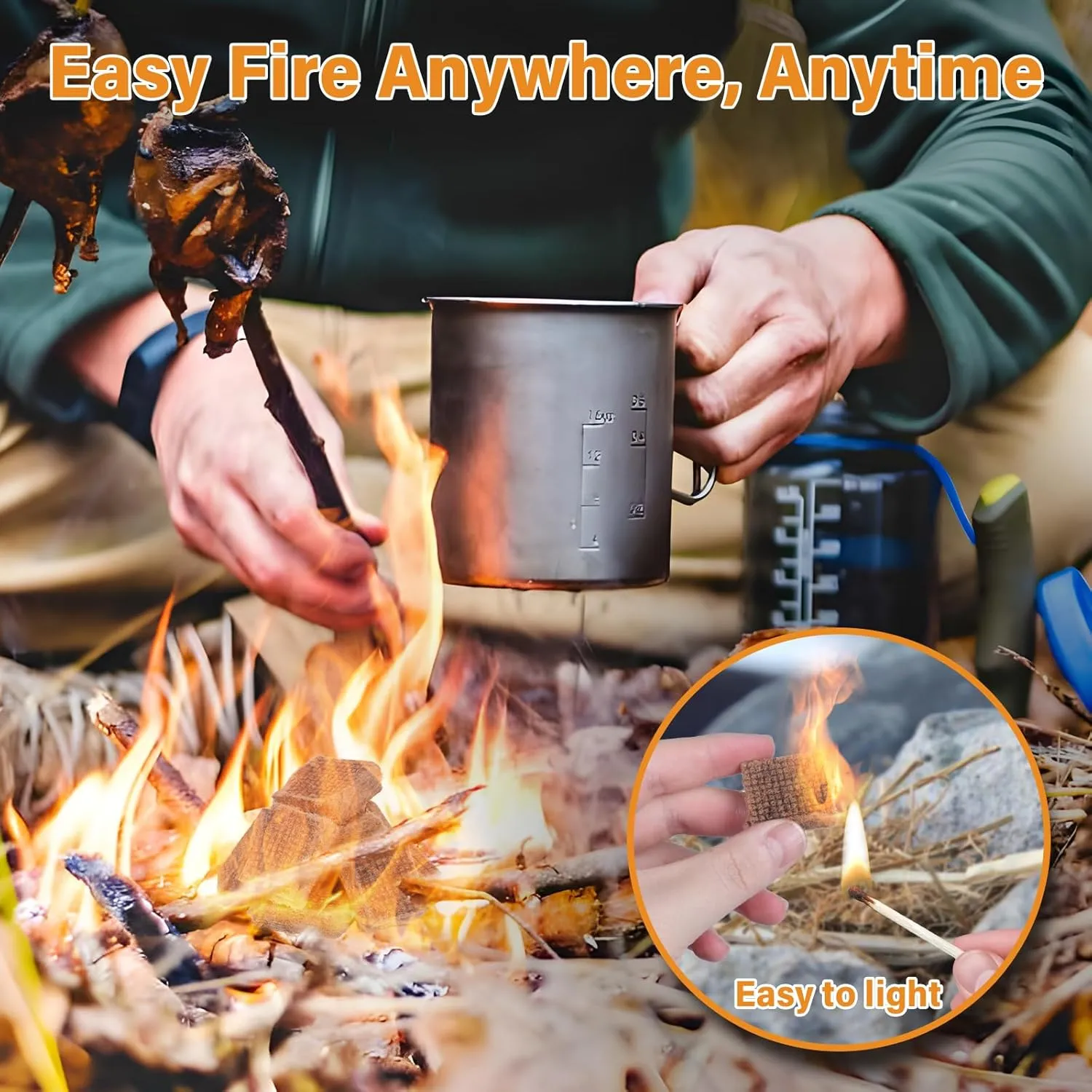HGD Fire Starter, 160 Mini Square, Natural Fire Starters for BBQ, Campfire, Fireplace, Charcoal, Wood Stove, Chimney, Fire Pit, Grill, Smoker, Indoor Outdoor Use